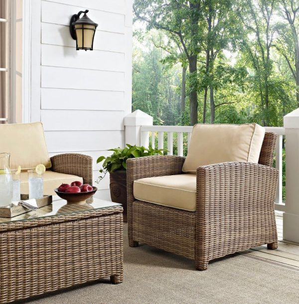 Crosley Bradenton Outdoor Wicker Arm Chair-*AS IS* (missing cushions) #170-NT For Discount