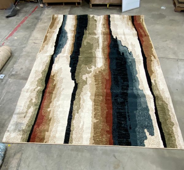 Orian Abstract Stripe Print Area Rug Rock Cliff Multi 7 10  x 12 (2218RR) For Discount