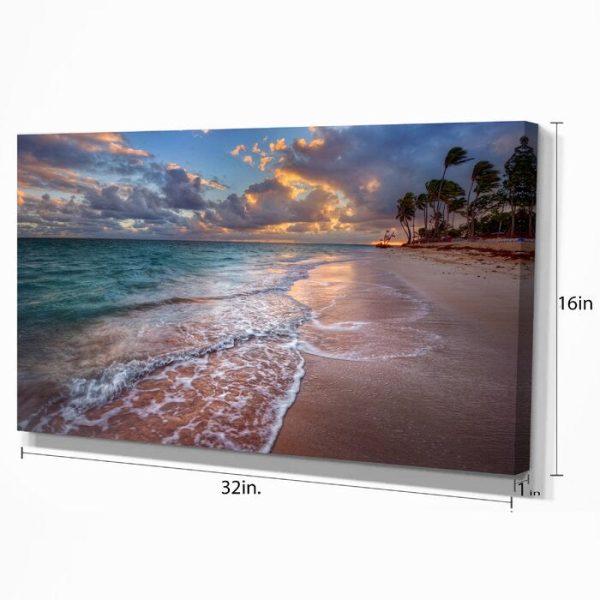 Palm Trees on Clear Sandy Beach  Photographic Print on Wrapped Canvas 16  H x 32  W x 1  D #703HW Cheap - Image 3