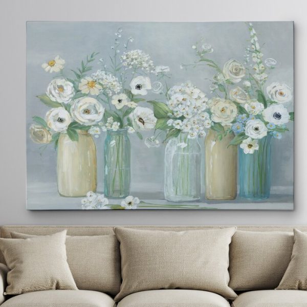 Blooming Meadow Beauties  Watercolor Painting Print on Wrapped Canvas #908HW Online Sale - Image 3