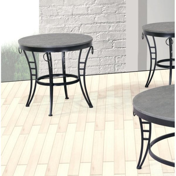 Metal End Table with Cathedral Gray Top #9898 Fashion