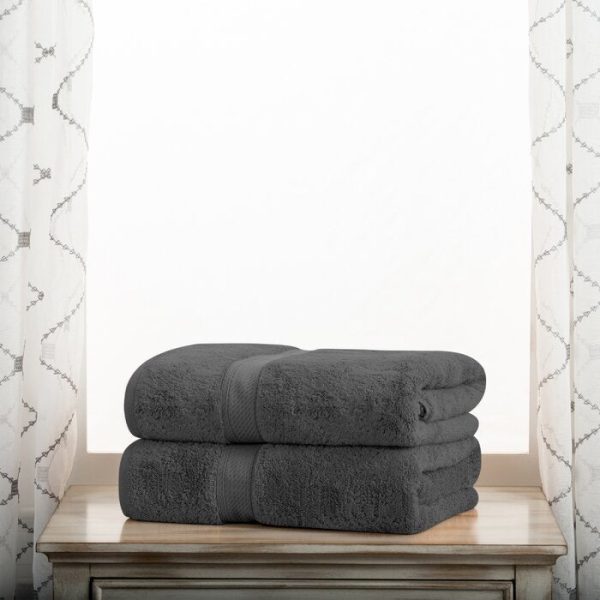 Charcoal Huson 800 GSM Egyptian-Quality Cotton Bath Towel Set (Set of 2) For Discount - Image 2