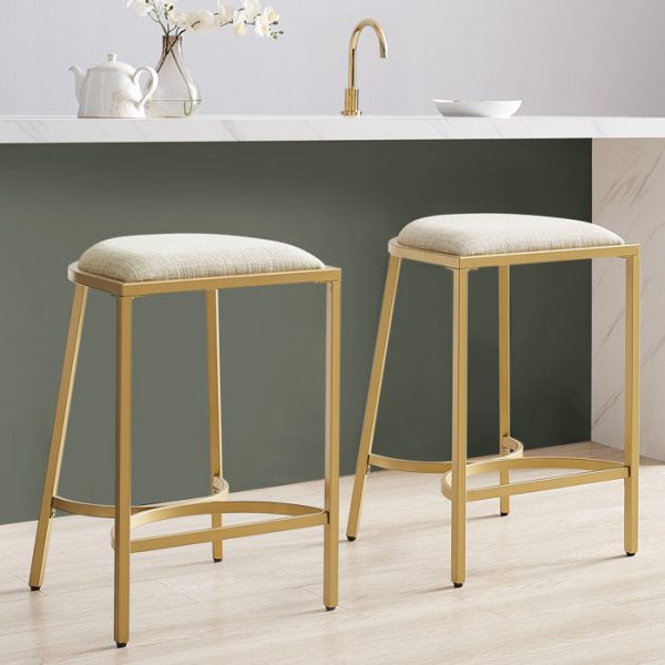 Ellery Counter Stool Set Oatmeal Gold - 2 Stools (Set of 2) For Discount