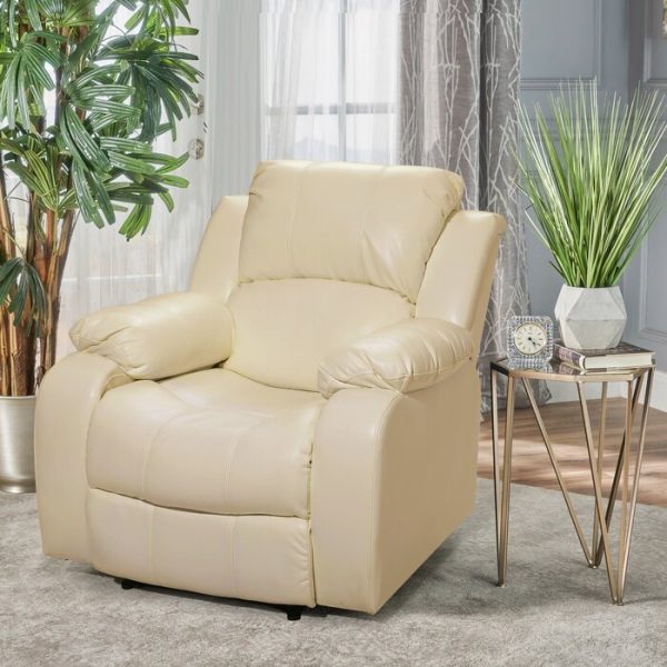 Faux Leather Manual Standard Recliner in Cream Sale